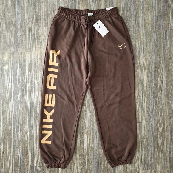Nike Air Max High-Waisted Joggers Women's L Brown Beige Fleece New LE FB8051-237 - Picture 15 of 16